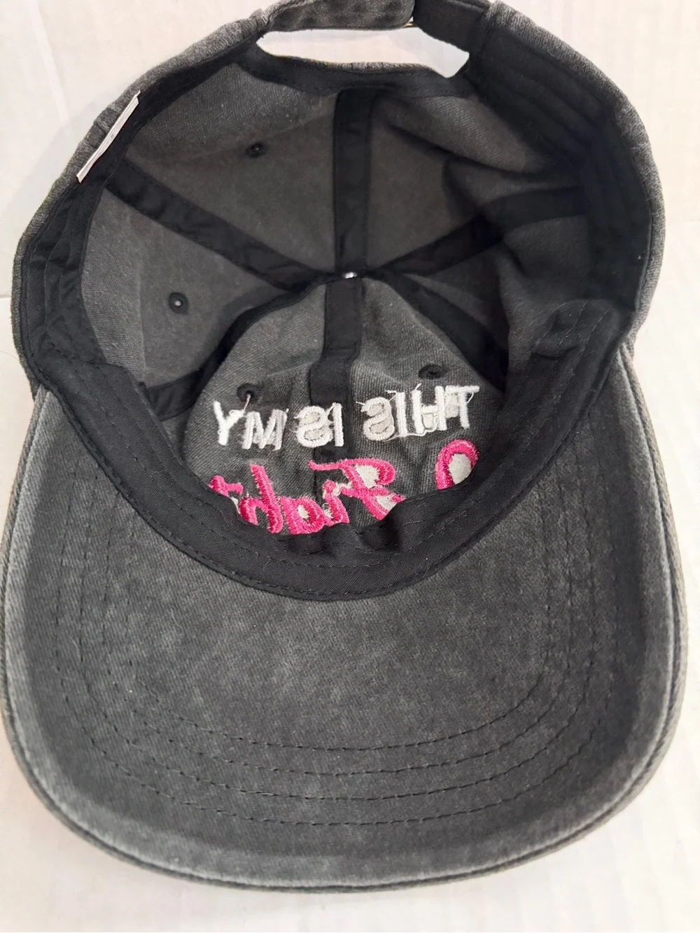 Black Baseball Cap with Pink Ribbon 